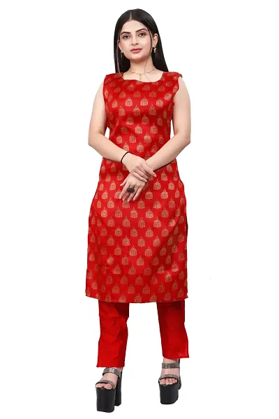 Stylish Jacquard Kurta And Pant With Dupatta Set For Women