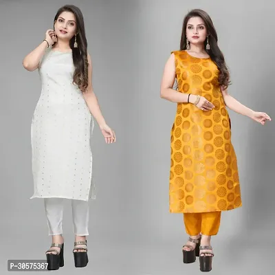 Elegant Banarasi Silk Jacquard Woven Kurta For Women- Pack Of 2