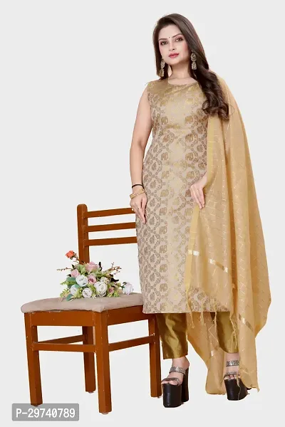 Stylish Jacquard Kurta And Pant With Dupatta Set For Women