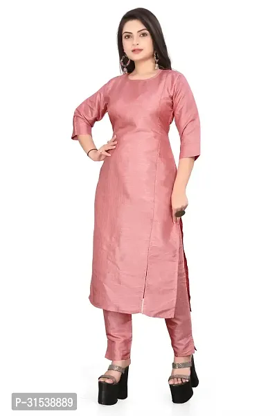 Stylish Pink Silk Kurta Bottom Set For Women