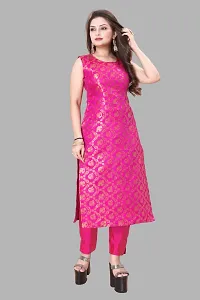 Stylish Jacquard Kurta And Pant With Dupatta Set For Women-thumb1