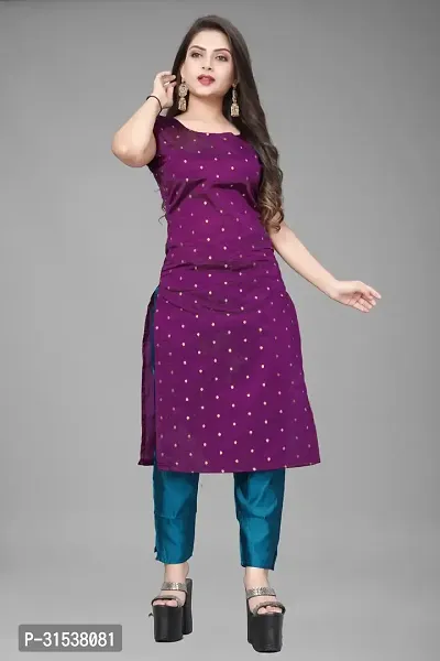 Stylish Purple Jacquard Kurta Bottom Set For Women-thumb0