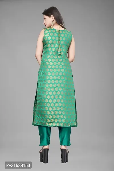 Stylish Green Jacquard Kurta Bottom Set For Women-thumb2