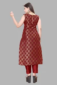 Stylish Jacquard Kurta And Pant With Dupatta Set For Women-thumb2