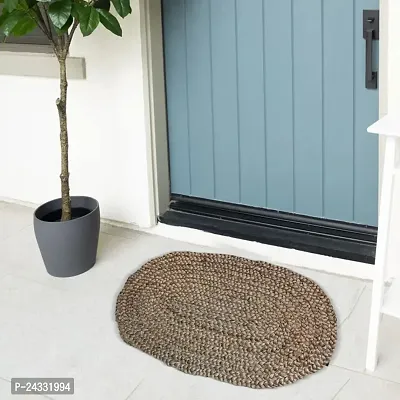 Mats Avenue Hand Crafted Jute Braided Door Mat Rug 45X75 Cm Oval Shaped Decorative Door Mat Brown Color For All Floor And Entrances