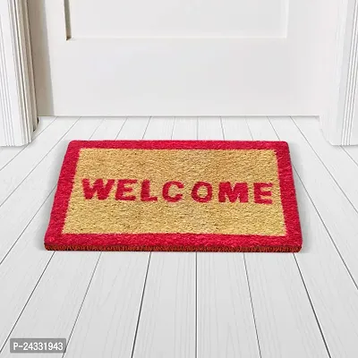 Mats Avenue Coir Door Mat Rubber Backed 31X46 Cm White And Red Set Of 1