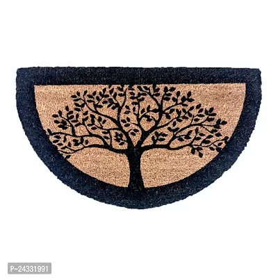 Mats Avenue Coir Door Mat Half Moon Shaped Printed Black And Brown 40X70 Cm For Entrance Floors-thumb0