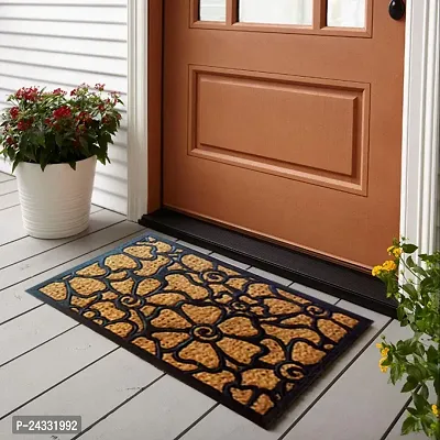 Mats Avenue Coir And Rubber Doormat Floral Pattern Black And Beige Color 40X60 Cm-thumb0