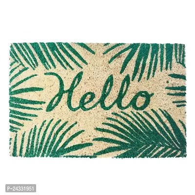 Mats Avenue Rubber Backed Coir Printed Door Mat 31X46 Cm (Green Hello)