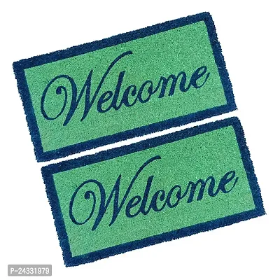 Mats Avenue Coir Door Mat 30X60 Cm Hand Printed Welcome Pattern For All Floor And Entrance Set Of 2