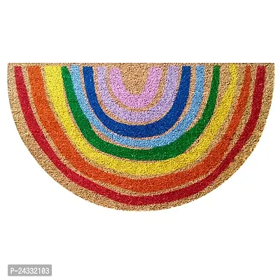 Mats Avenue Hand Painted Coir Door Mat Half Moon Bright Rainbow Multi Color Theme 45X 75 Cm Large Set Of 1