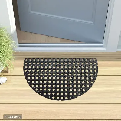 Mats Avenue Rubber Outdoor Door Mat Half Moon Shape For Home/Bathroom/Bedroom/Office/Main Door/Rainy Season ( Black With Holes) Set Of 1 (40X60 Cm)