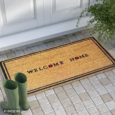 Coir Door Mat Brown Color 45X75 Cm Big Size Welcome Home Theme With Rubber Backing Set Of 1 For Main Entrances-thumb0