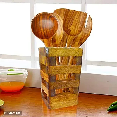 Mats Avenue Teak Wood Hand Crafted Multi Purpose Wooden Holder for Home , Office , Dining Table, Kitchen and many More Big- 16 CM Height-thumb2