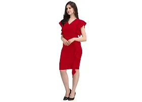 Dresses for Women V-Neck Short Sleeve Lycar Dress (s, RED)-thumb1