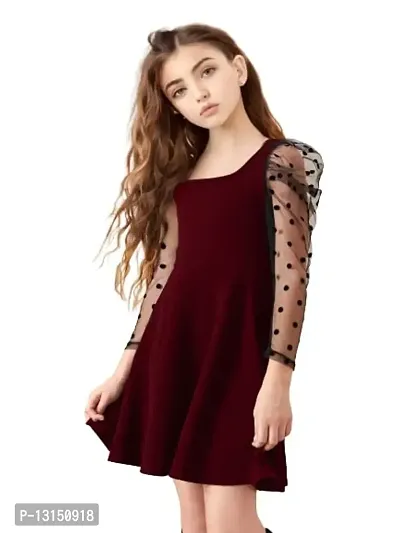 RJ-Flawsome Stylish Girls Frocks & Dresses (15-16 Years, Rosewood Maroon)-thumb4