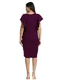 OXYMATE-Dresses for Women V-Neck Short Sleeve Lycar Dress (Large, Purple)-thumb1