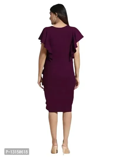 OXYMATE-Dresses for Women V-Neck Short Sleeve Lycar Dress (Large, Purple)-thumb2