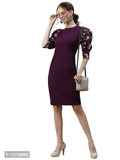 New-Look-Women's Knitted & Dyed Lycra Dress (L, Wine)-thumb3