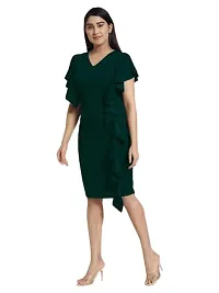 OXYMATE-Dresses for Women V-Neck Short Sleeve Lycar Dress (XL, Green)-thumb1