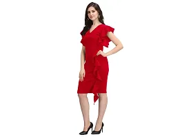 Dresses for Women V-Neck Short Sleeve Lycar Dress (s, RED)-thumb3