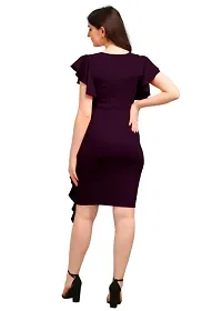 DK-Dresses for Women V-Neck Short Sleeve Lycar Dress (M, Purple)-thumb2