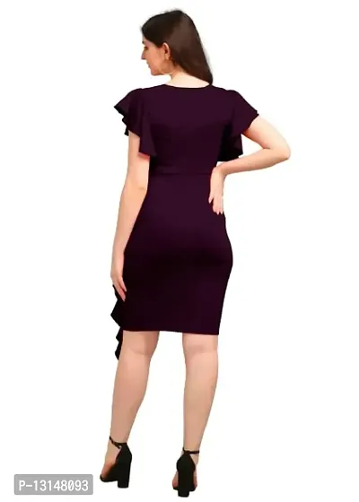 DK-Dresses for Women V-Neck Short Sleeve Lycar Dress (M, Purple)-thumb3