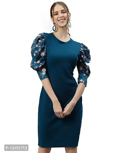New-Look-Women's Knitted & Dyed Lycra Dress (M, Peacock Blue)