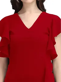 Dresses for Women V-Neck Short Sleeve Lycar Dress (s, RED)-thumb4