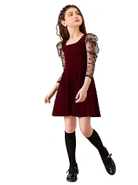 RJ-Flawsome Stylish Girls Frocks & Dresses (15-16 Years, Rosewood Maroon)-thumb4