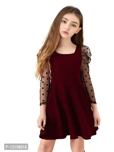 RJ-Flawsome Stylish Girls Frocks & Dresses (15-16 Years, Rosewood Maroon)