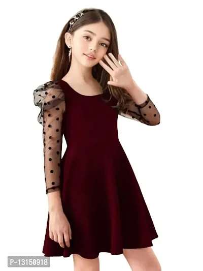 RJ-Flawsome Stylish Girls Frocks & Dresses (15-16 Years, Rosewood Maroon)-thumb3