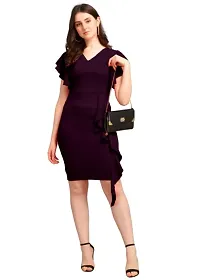 DK-Dresses for Women V-Neck Short Sleeve Lycar Dress (M, Purple)-thumb1