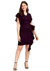 DK-Dresses for Women V-Neck Short Sleeve Lycar Dress (M, Purple)-thumb3