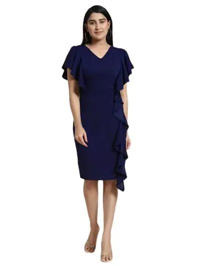 OXYMATE-Dresses for Women V-Neck Short Sleeve Lycar Dress