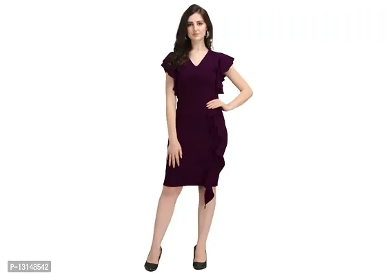 Dresses for Women V-Neck Short Sleeve Lycar Dress (s, Purple)