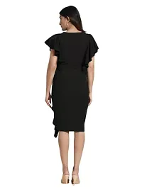 OXYMATE-Dresses for Women V-Neck Short Sleeve Lycar Dress (XL, Black)-thumb2