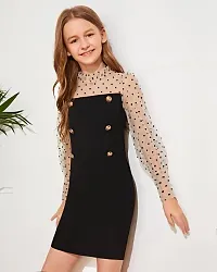 Girls Midi/Knee Length Party Dress  (Black, Full Sleeve)-thumb3