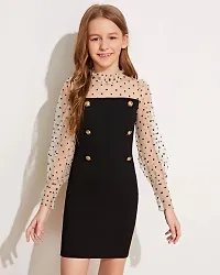 Girls Midi/Knee Length Party Dress  (Black, Full Sleeve)-thumb1