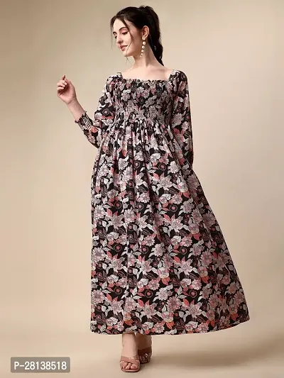 Stylish Crepe Printed Dress For Women-thumb0