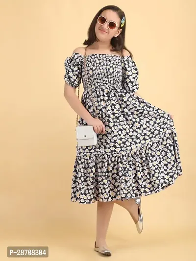 Elegant Black Crepe Printed Dress For Girls-thumb3