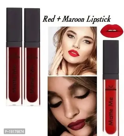 Professional Beauty Makeup Soft Matte Lipsticks Combo Set Of 3 Lightweight All Day Stay Liquid Lipstick -2 Maroon Colour  1 Red Colour Combo Of 3 Lipsticks