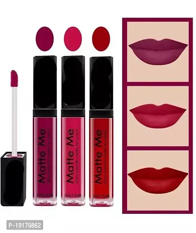 Combo Of Matte Me Long Lasting  Waterproof  Liquid Matte Lip Color Upto 12 Hours Stay Pink Colour Lipstick Red Colour Lipstick  Wine Colour Lipstick Pack Of 3