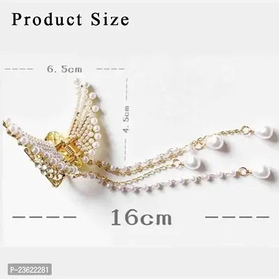 Kiddie Women's Hair Clip, Girls' Stone Accessory - Wedding Claw, Butterfly Hair Clip, Hair Clutcher Metal Pearl Clip-thumb3