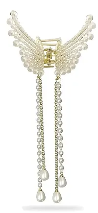 Kiddie Women's Hair Clip, Girls' Stone Accessory - Wedding Claw, Butterfly Hair Clip, Hair Clutcher Metal Pearl Clip-thumb1