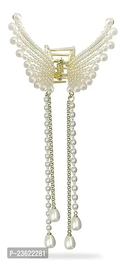 Kiddie Women's Hair Clip, Girls' Stone Accessory - Wedding Claw, Butterfly Hair Clip, Hair Clutcher Metal Pearl Clip-thumb2