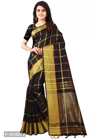 Stylish Art Silk Black Woven Design Saree With Blouse Piece For Women-thumb0