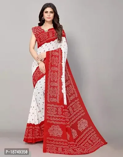 Stylish Georgette White Printed Saree With Blouse Piece For Women