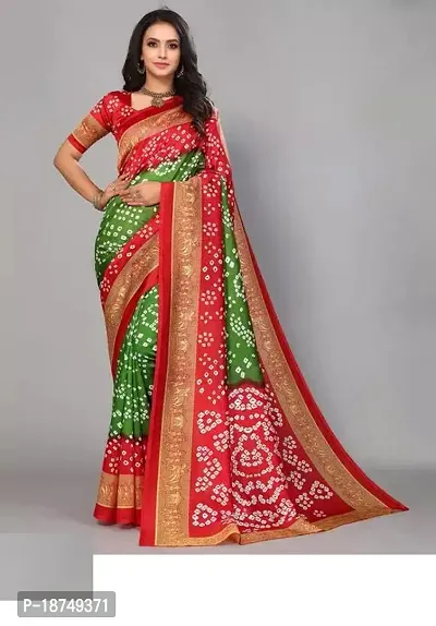 Stylish Art Silk Multicoloured Printed Saree With Blouse Piece For Women