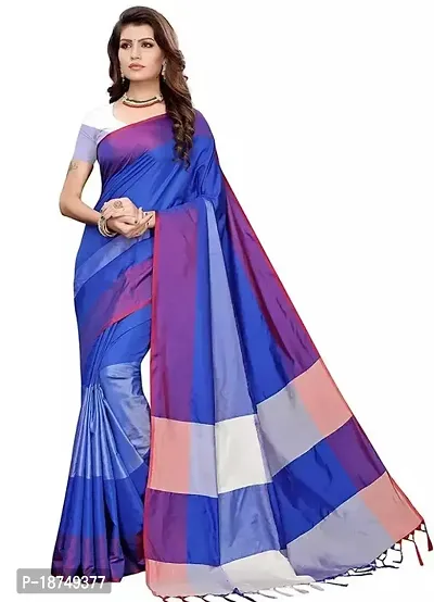 Stylish Art Silk Blue Woven Design Saree With Blouse Piece For Women-thumb0